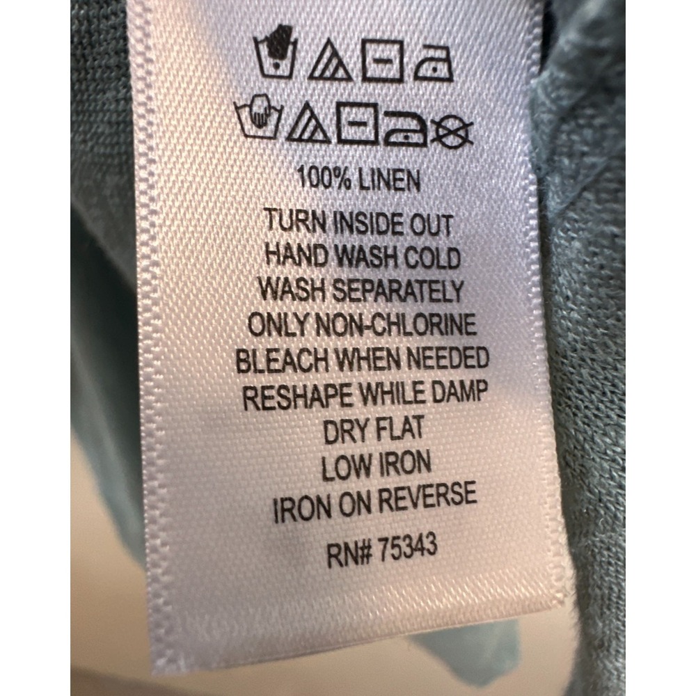 New Tahari 100% Linen Open Front Cardigan Dusty Teal Blue Longline Duster Medium - Picture 8 of 11
